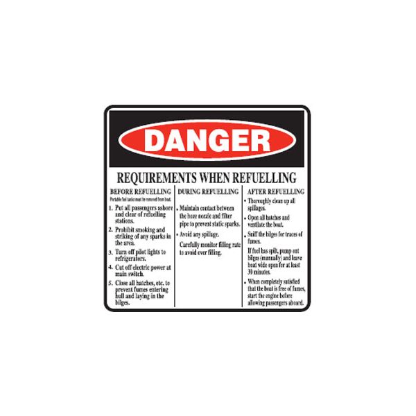 Danger Requirements When Refuelling Sign - 600mm (W) x 600mm (H), Metal