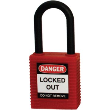 Brady Nylon Safety Padlock Keyed Differently - Red