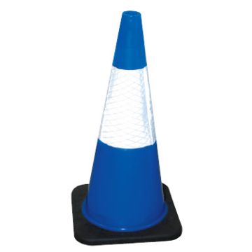 Traffic Cone Blue 700mm with White Reflective Collar