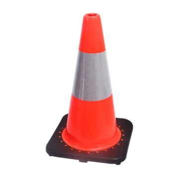 Traffic Cone/Black Base, with 250mm Red, Reflective Collar