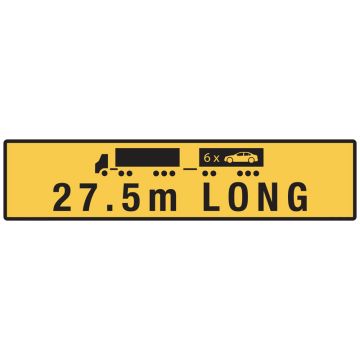 27.5m Long Road Train - 1020mm (W) x 250mm (H), Metal, Class 2 (100) Reflective, Yellow/Black