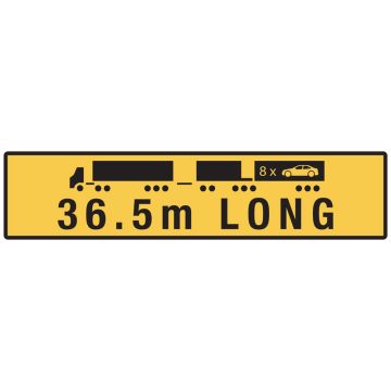 36.5m Long Road Train - 1020mm (W) x 250mm (H), Metal, Class 2 (100) Reflective, Yellow/Black