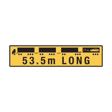 53.5m Long Road Train - 1020mm (W) x 250mm (H), Metal, Class 2 (100) Reflective, Yellow/Black