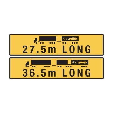 27.5m / 36.5m Long Road Train, Double-sided - 1020mm (W) x 250mm (H), Metal, Class 2 (100) Reflective