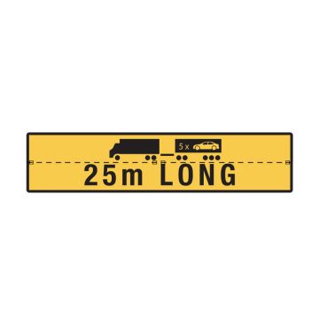 25m Long Rigid Truck and Trailer - 1020mm (W) x 250mm (H), Metal, Class 2 (100) Reflective, Yellow