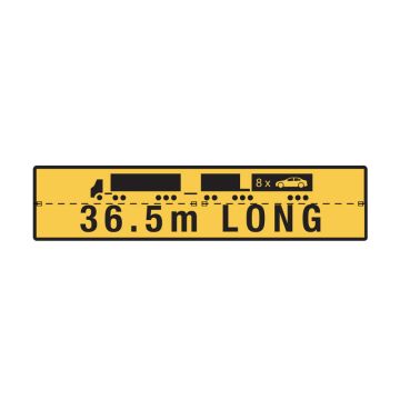 36.5m Long Road Train - 1020mm (W) x 250mm (H), Metal, Class 2 (100) Reflective, Yellow