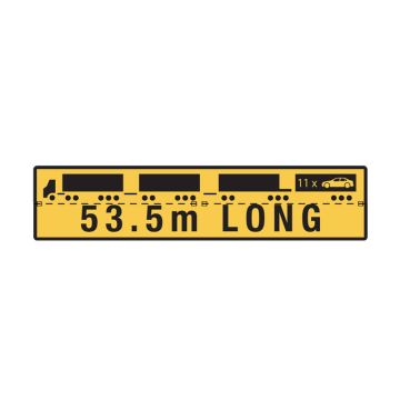 53.5m Long Road Train - 1020mm (W) x 250mm (H), Metal, Class 2 (100) Reflective, Yellow