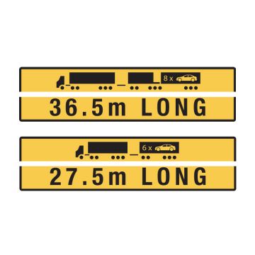 27.5m / 36.5m Long Road Train, Double Combo - 1020mm (W) x 250mm (H), Metal, Class 2 (100) Reflective