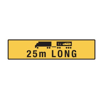 25m Long Rigid Truck and Trailer - 1020mm (W) x 250mm (H), Reflective Vinyl, Class 1 (400) Reflective, Yellow