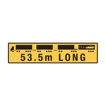 53.5m Long Road Train - 1020mm (W) x 250mm (H), Reflective Vinyl, Class 1 (400) Reflective, Yellow