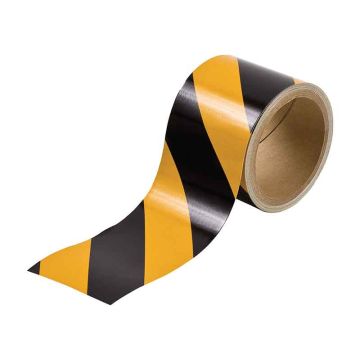 Brady Class 2 Reflective Tapes, 75mm (W) x 4.5m (L), Black/Yellow Stripe