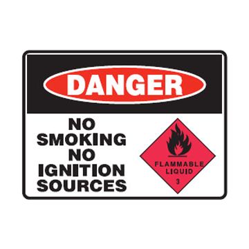 Danger No Smoking No Ignition Sources Sign - 600mm (W) x 450mm (H), Metal