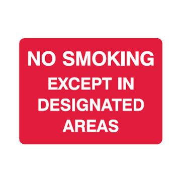 Picto No Smoking Except In Designated Areas Sign - 450mm (W) x 300mm (H), Metal